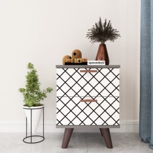 Velgro Side Table | Bedside Table | Engineered Wood Side Table | Finish - Frosty White and Grey | DIY Product (Do It Yourself ) | spacesbyU