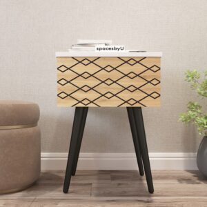 Oakora Side Table | Bedside Table | Engineered Wood Side Table | Finish - Frosty White and Wood Oak Light | DIY Product (Do It Yourself ) | spacesbyU