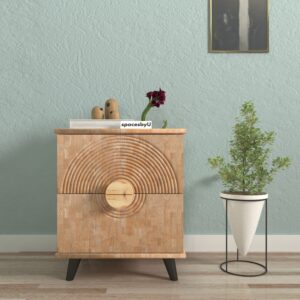 Aurelo Side Table | Bedside Table | Engineered Wood Side Table | Finish - Frosty White and Wood Oak Light | DIY Product (Do It Yourself ) | spacesbyU