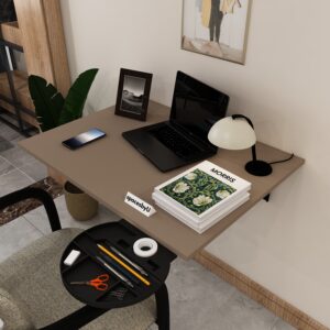 Darev Wall-Mounted Study Table | Premium MDF Wood | Spaces-Saving Study Table | Finish: Mocha Brown | DIY Product (Do-It-Yourself) | spacesbyU