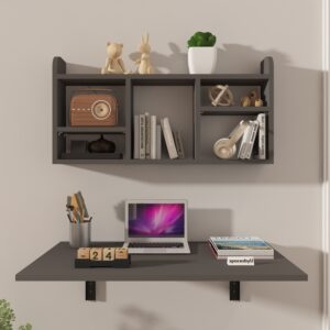 Soren Wall-Mounted Wall Shelf | Premium MDF Wood | Space Saving Wall Shelf | Finish: Grey | DIY Product (Do-It-Yourself) | spacesbyU