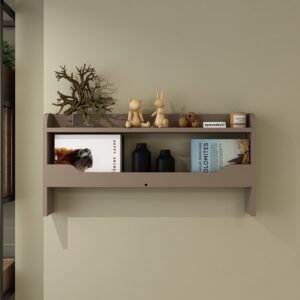 Leno Wall-Mounted Wall Shelf | Premium MDF Wood | Space Saving Wall Shelf | Finish: Mocha Brown | DIY Product (Do-It-Yourself) | spacesbyU