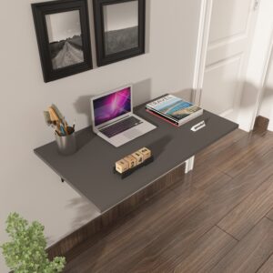 Kavren Wall-Mounted Study Table | Premium MDF Wood | Space Saving Study Table | Finish: Grey | DIY Product (Do-It-Yourself) | spacesbyU