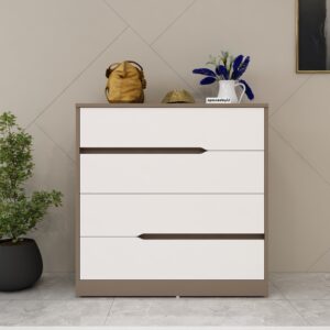Kyren Chest of Drawers | Premium Engineered Wood | Storage Cabinet | Finish: Mocha Brown an