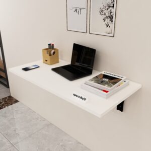 Orvian Wall-Mounted Study Table | Premium MDF Wood | Space Saving Study Table | Finish: Frosty White | DIY Product (Do-It-Yourself) | spacesbyU