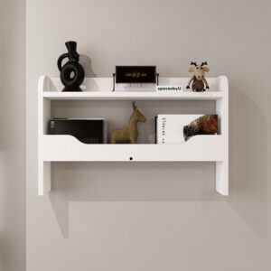 Leno Wall-Mounted Wall Shelf | Premium MDF Wood | Space Saving Wall Shelf | Finish: Frosty White | DIY Product (Do-It-Yourself) | spacesbyU