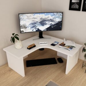 Levora Desktop Stand | Premium MDF Wood | Space Saving Wall Shelf | Finish: Frosty White | DIY Product (Do-It-Yourself) | spacesbyU