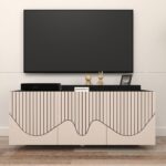 Krevix TV Unit | Engineered Wood | TV Entertainment Unit | Finish: Black and Barley | spacesbyU