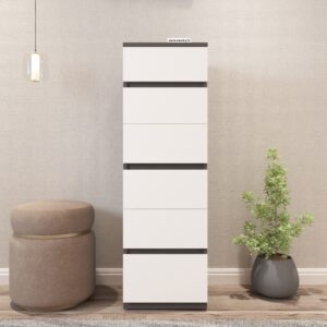 Selvor Chest of Drawers | Premium Engineered Wood | Storage Cabinet | Finish: Grey and Frosty White | spacesbyU