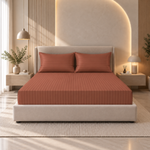 Premium 100% Cotton 210 TC King Size Bedsheet Set | Flat Bedsheet with 2 Pillow Covers | 274 × 274 cm | Soft & Breathable | SpacesbyU