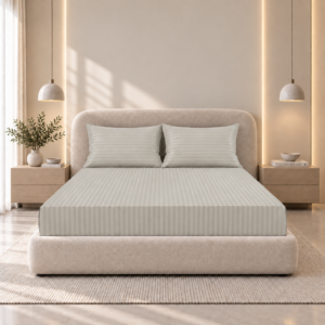 Premium 100% Cotton 210 TC King Size Bedsheet Set | Flat Bedsheet with 2 Pillow Covers | 274 × 274 cm | Soft & Breathable | SpacesbyU