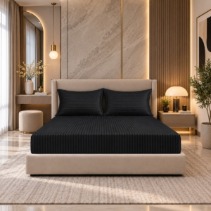 Premium 100% Cotton 210 TC King Size Bedsheet Set | Flat Bedsheet with 2 Pillow Covers | 274 × 274 cm | Soft & Breathable | SpacesbyU