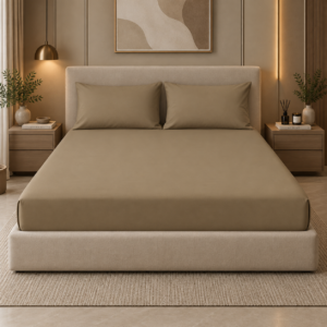 Premium 100% Cotton 300TC King Size Bedsheet Set | Flat Bedsheet with 2 Pillow Covers | 274 × 274 cm | Soft & Breathable | SpacesbyU