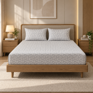 Premium 100% Cotton 400 TC King Size Bedsheet Set | Flat Bedsheet with 2 Pillow Covers | 274 × 274 cm | Printed, Soft & Breathable | SpacesbyU