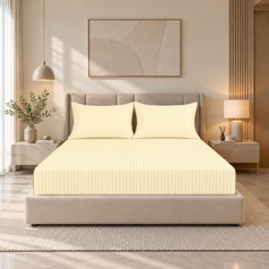 Premium 100% Cotton 210 TC King Size Bedsheet Set | Flat Bedsheet with 2 Pillow Covers | 274 × 274 cm | Soft & Breathable | SpacesbyU