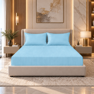 Premium 100% Cotton 210 TC King Size Bedsheet Set | Flat Bedsheet with 2 Pillow Covers | 274 × 274 cm | Soft & Breathable | SpacesbyU