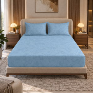 Premium 100% Cotton 400 TC King Size Bedsheet Set | Flat Bedsheet with 2 Pillow Covers | 274 × 274 cm | Printed, Soft & Breathable | SpacesbyU