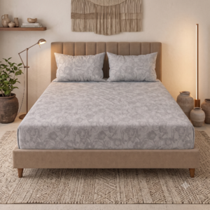 Premium 100% Cotton 400 TC King Size Bedsheet Set | Flat Bedsheet with 2 Pillow Covers | 274 × 274 cm | Printed, Soft & Breathable | SpacesbyU