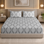 Premium 100% Cotton 200 TC King Size Bedsheet Set | Flat Bedsheet with 2 Pillow Covers | 274 × 274 cm | Printed, Soft & Breathable | SpacesbyU