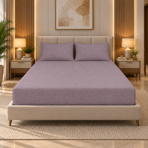 Premium 100% Cotton 400 TC King Size Bedsheet Set | Flat Bedsheet with 2 Pillow Covers | 274 × 274 cm | Printed, Soft & Breathable | SpacesbyU