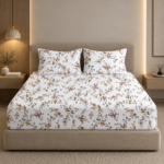 Premium 100% Cotton 200 TC King Size Bedsheet Set | Flat Bedsheet with 2 Pillow Covers | 108 x 108 inches | Printed, Soft & Breathable | SpacesbyU