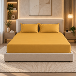 Premium 100% Cotton 300TC King Size Bedsheet Set | Flat Bedsheet with 2 Pillow Covers | 274 × 274 cm | Soft & Breathable | SpacesbyU