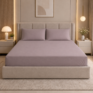 Premium 100% Cotton 300TC King Size Bedsheet Set | Flat Bedsheet with 2 Pillow Covers | 274 × 274 cm | Soft & Breathable | SpacesbyU