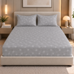 Premium 100% Cotton 200 TC King Size Bedsheet Set | Flat Bedsheet with 2 Pillow Covers | 274 × 274 cm | Printed, Soft & Breathable | SpacesbyU