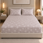 Premium 100% Cotton 200 TC King Size Bedsheet Set | Flat Bedsheet with 2 Pillow Covers | 274 × 274 cm | Printed, Soft & Breathable | SpacesbyU