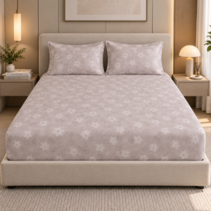 Premium 100% Cotton 300 TC King Size Bedsheet Set | Flat Bedsheet with 2 Pillow Covers | 274 × 274 cm | Printed, Soft & Breathable | SpacesbyU