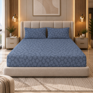 Premium 100% Cotton 400 TC King Size Bedsheet Set | Flat Bedsheet with 2 Pillow Covers | 274 × 274 cm | Printed, Soft & Breathable | SpacesbyU