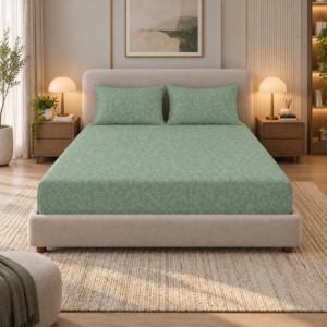 Premium 100% Cotton 400 TC King Size Bedsheet Set | Flat Bedsheet with 2 Pillow Covers | 274 × 274 cm | Printed, Soft & Breathable | SpacesbyU