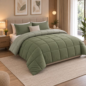 Quilted Comforter for Double & King Size Beds | Elegant Square Pattern Soft & Breathable | SpacesbyU
