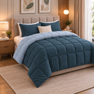 Quilted Comforter for Double & King Size Beds | Elegant Square Pattern Soft & Breathable | SpacesbyU