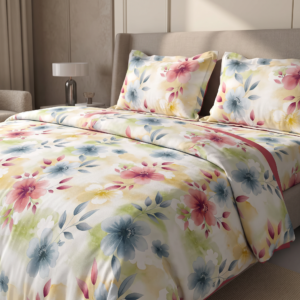Premium 100% Cotton 200 TC | King Flat Bedsheet with 2 Pillow Cover | 274 × 274 cm Inch | Floral Printed Soft & Breathable Bed Sheet for King Size Bed | spacesbyU