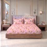 Premium 100% Cotton 200 TC | King Flat Bedsheet with 2 Pillow Cover | 274 × 274 cm Inch | Floral Printed Soft & Breathable Bed Sheet for King Size Bed | spacesbyU