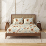 Premium 100% Cotton 200 TC King Size Bedsheet Set | Flat Bedsheet with 2 Pillow Covers | 274 × 274 cm | Floral Printed, Soft & Breathable | SpacesbyU