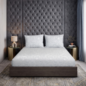 Premium 100% Cotton 300 TC King Size Bedsheet Set | Flat Bedsheet with 2 Pillow Covers | 274 × 274 cm | Printed, Soft & Breathable | SpacesbyU