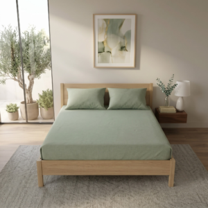 Premium 100% Cotton 300TC King Size Bedsheet Set | Flat Bedsheet with 2 Pillow Covers | 274 × 274 cm | Soft & Breathable | SpacesbyU