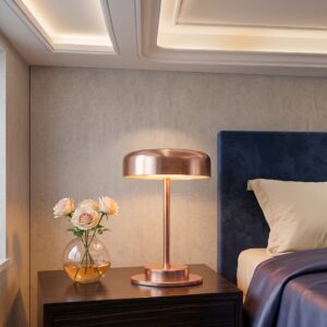 SpacesbyU Copper LED Table Lamp | Modern Decorative Bedside Lamp  | spacesbyU