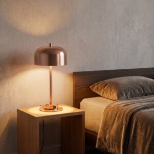 SpacesbyU Rose Gold LED Table Lamp | Modern Decorative Bedside Lamp  | spacesbyU