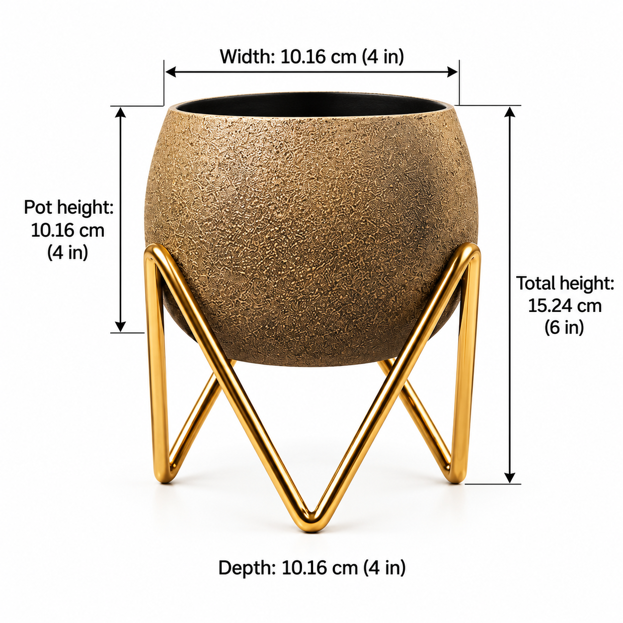 Antique gold planter on geometric stand-2