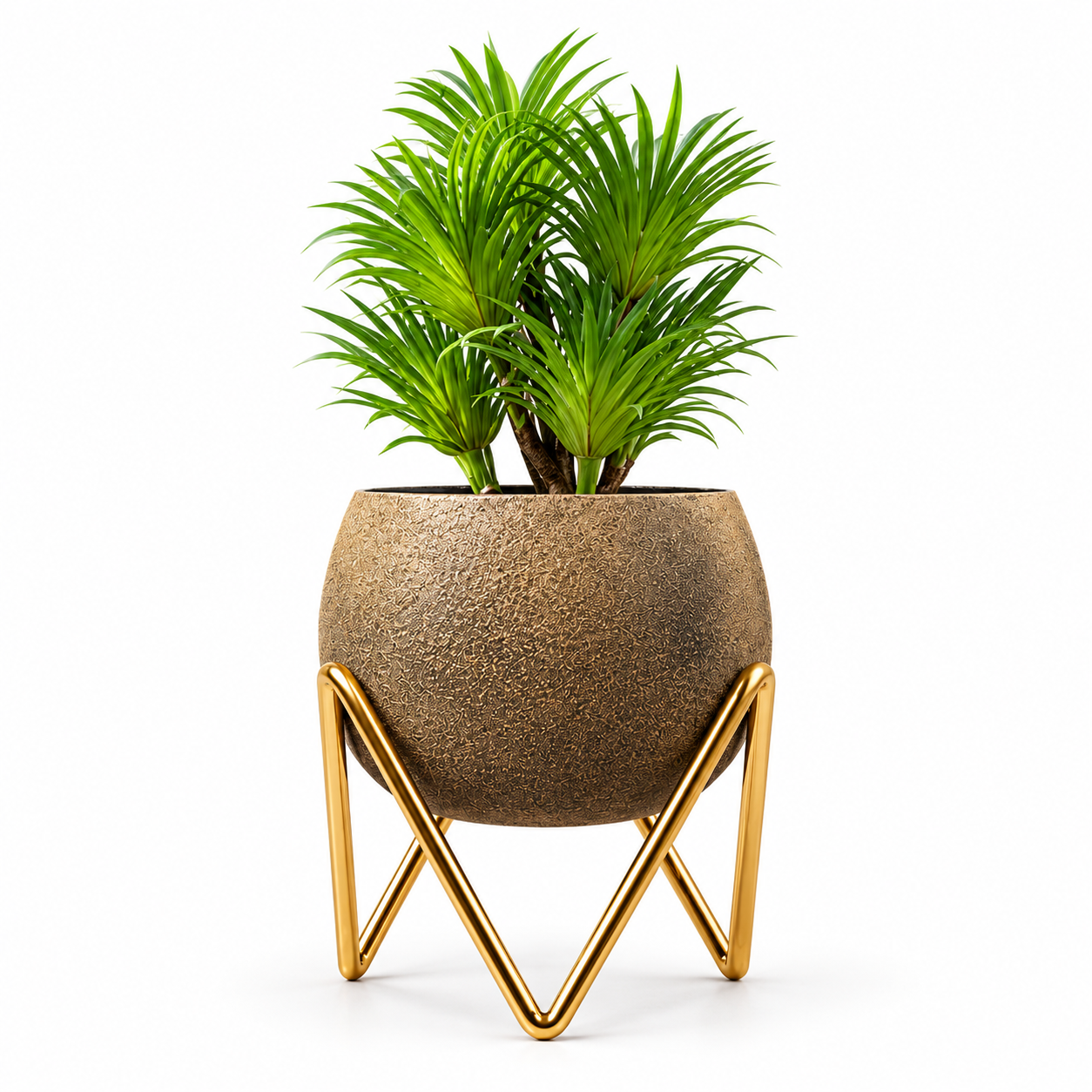 Antique gold planter with geometric stand-1