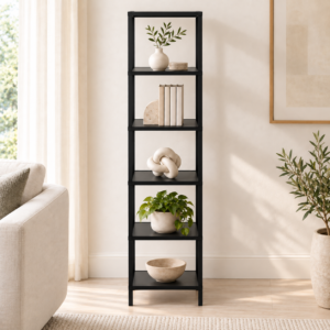 Zorix Stack Modular 5-Tier Floor Shelf | 5-Tier Floor Open Storage & Display Shelf | Finish- Grey and Metal Frame | spacesbyU