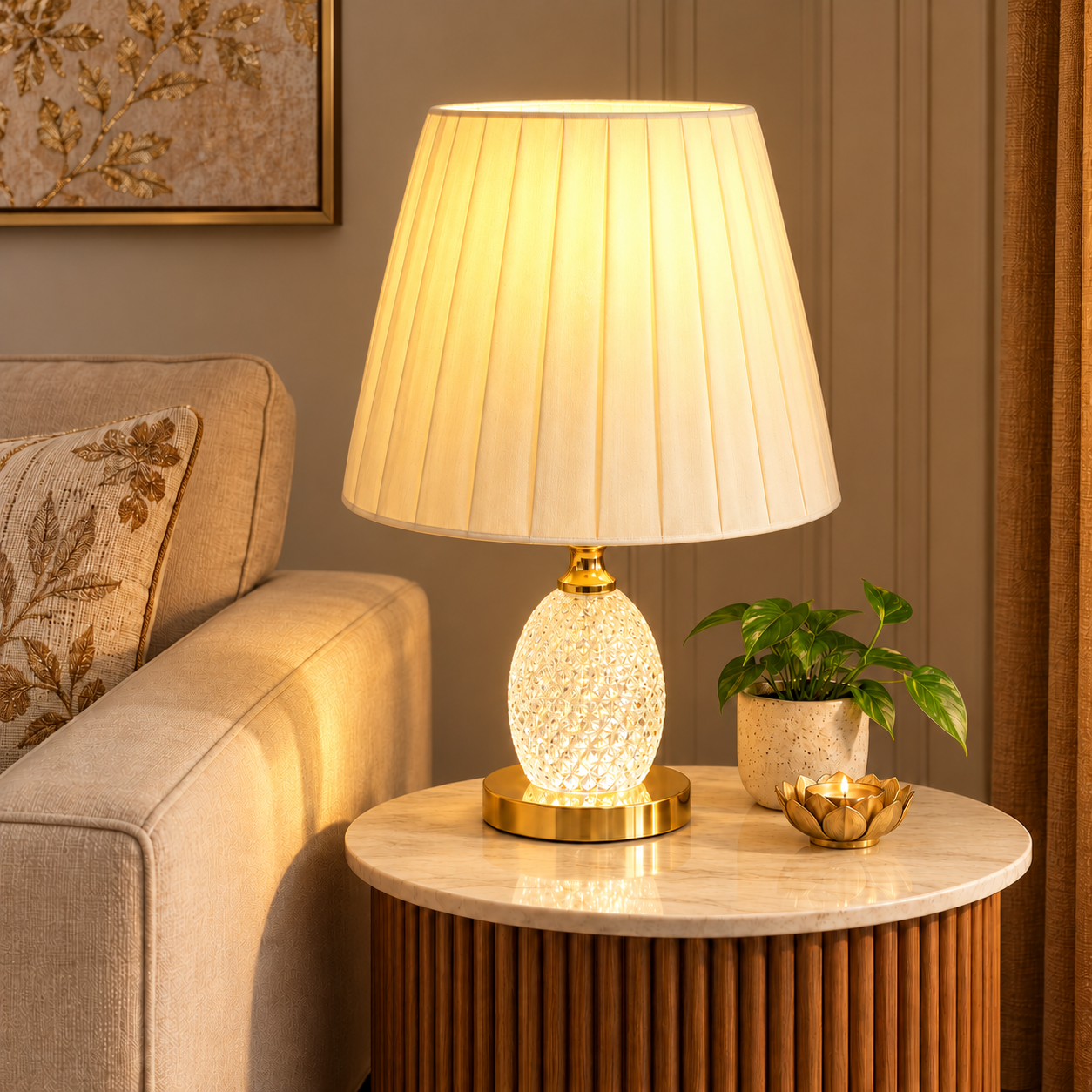 Glow-Lit Crystal Lamp Vignette