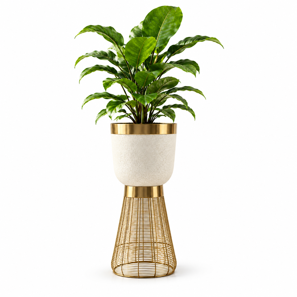 Gold Pedestal Planter with Greenery-1