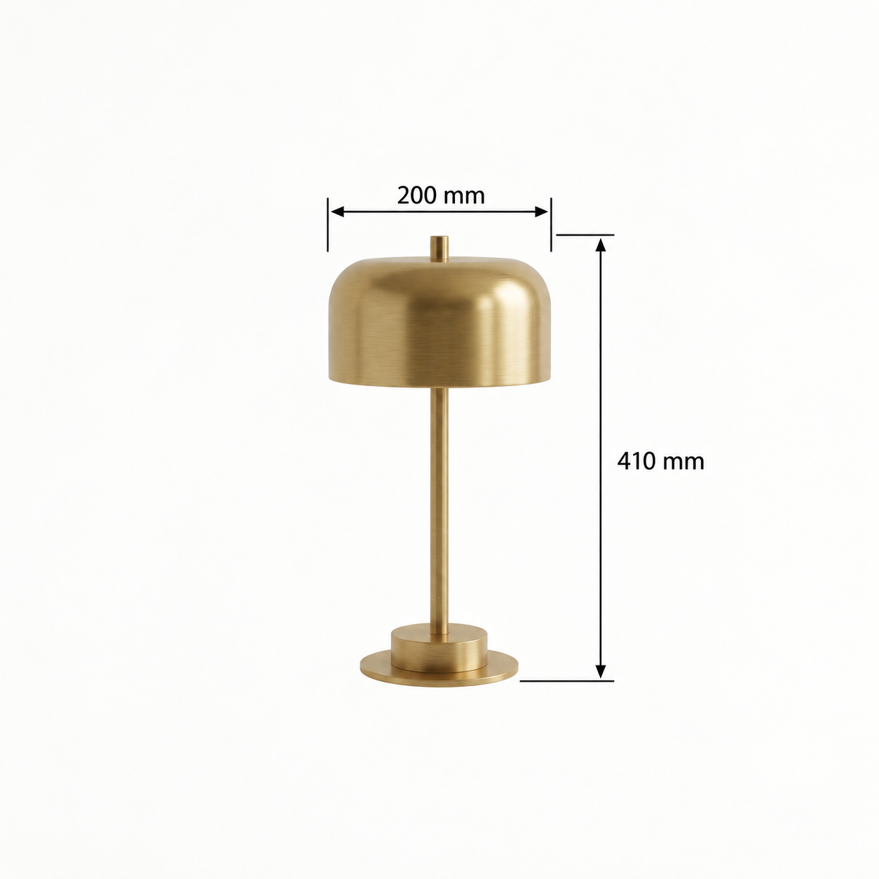 Gold lamp with measurement arrows
