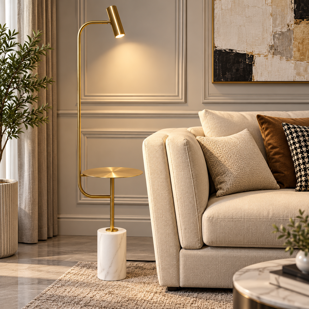 Luxurious Brass Lamp Living Room