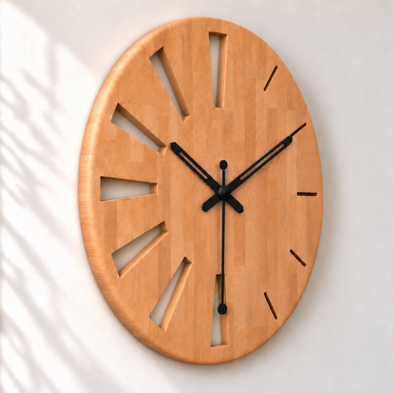 Rounded-edge wooden skeleton clock-2