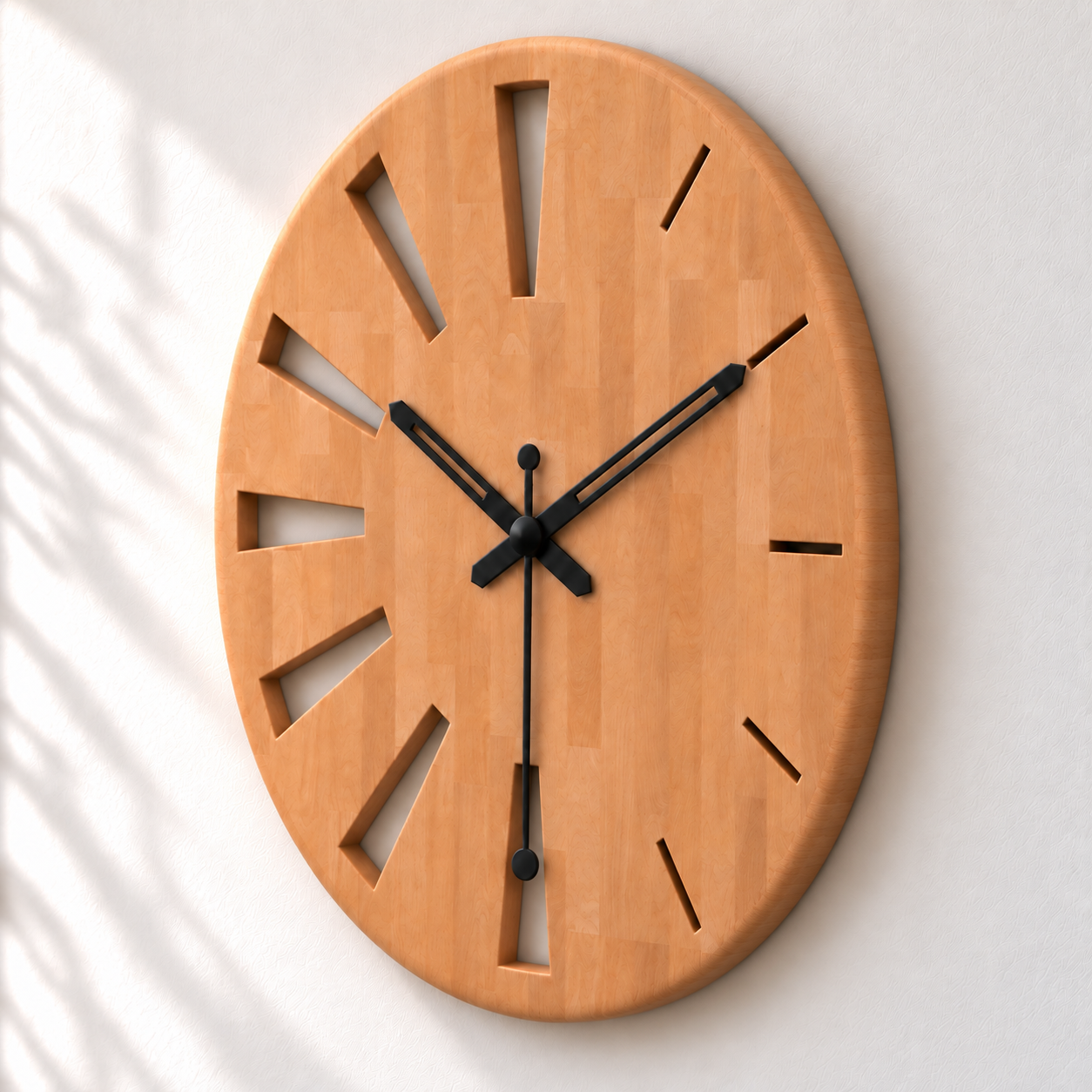 Rounded-edge wooden skeleton clock-3